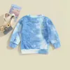 T-shirts peuter pasgeboren baby babyjongens herfst sweatshirts lange mouw brief tie kleurstof print pullover crew nek topsl2404