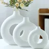 Wazony 1PC White/Beige Ceramic wazon do wystroju nowoczesne dekoracje domowe wazony boho wazony do dekoracji okrągłe wazon pączki vas