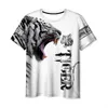 Designer skjortor avslappnade herrkläder ärm 3D-tryckt t-shirt tiger
