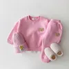 T-Shirts 2pcs Sonbahar Bebek Erkek Kız Kızlar Giyim Ayı Çocuklar Günlük Set Uzun Kollu Sweatshirt Üstler+ Pantolon Giyim