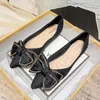 Casual Shoes Women Flat 2024 Elegant Fashion Ballet Big Bow Tie Pointed Toe Flats Lady Shiny Shiny