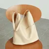 Bolso de cubo de cuero genuino de cuero con cordón