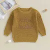 Pullover Swears neonati a maglia Autum Winter Boy Abiti da bambino rotondo Neck Kid Toddler Boy Pullover Letter Jumpers da ricamo Topsl2404