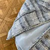 여름 얇은 기질 트위드 탑 작은 향기로운 짧은 슬리브 재킷 카퀴타 Mujer Plaid Shirts Crop Blazers 여성 코트 240417