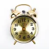 Clocks Mechanical Gold Alarm Clock Manual Wind Up Vintage Metal Clock Round Metal Small Clocks Silent Desk Quartz Clock Home Decor