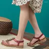 Casual Shoes 2024 Summer Women 2cm Platform 2.5cm Wedges Low Heels Sandals Female Soft Leisure Comfortable String Bead Outside Bohemian