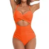 Menas de banho feminina Tirada de costas Monokini de maiô de uma peça com pescoço hollow hollow out design sexy para roupas de praia slim fit