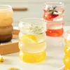 Tumblers 4st Creative Glass Cup with Lid Straw Heat Resistent Wave Beer Juice Ice Coffee Cups Cocktail Fruit Bubble Drinkware H240425