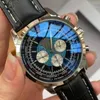 Top AAA Fashion Herren Casual Watch Chronograph Quarz Bewegung Stahl Limited Blue Dial Hochwertige Hardlex Uhren Edelstahlgurt Herren Armbanduhr