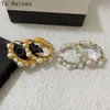 Pendientes colgados a Reines elegante cristal de perlas chapadas en oro para mujeres Eardrop de lujo de la boda Vintage Estética joya