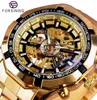 FORSINING 2018 Sport Watches Bracelet For Men Golden Watch Top Brand Luxe Creative Skeleton Transparant Mechanical Watch Clock1931035