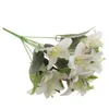 Decorative Flowers Lily Bouquet Artificial Outdoor Ornament Delicate Lifelike Silk Cloth Fake Realistic Bride Simulation
