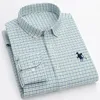 en chemise 100% coton chemise complète pour hommes smart décontractés de chemises lisses à rayures en tête à manches longues vêtements 240423