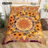 Zestawy kołdry żółte słońce i księżyc słonecznik kołdra vintage Indian Boho Floral pościel w kolorze mandala plemienia styl bohemijski