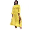 Casual Dresses Vintage Polka Dot Dress Women's Clothing 2024 O Neck Long Sleeved High Slit Midi Street Robes Party Vestido