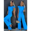 Kvinnors jumpsuits Rompers Spring/Summer New Womens High midjependlare Midja Lace Up Jumpsuit Y240425