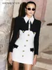 Casual Dresses European American Fashion Patchwork Shirt Stitching Dress Spring High Sense Vintage Single-Breasted A-line Sexy Mini