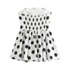 Women's Tanks Fashion Black Dots Strapless Tank Tops For Women Summer Ruffles Pleated Slim Girls White Vest Casual Lady Blusas