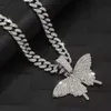 Hiphop Full Diamond Five pointed Star Letter Pendant Cuban Chain Necklace Trendy Personality Male and Female Hip Hop Cuban Chain