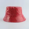 Szerokie czapki z czapki wiadra 2022 skórzana kropka nadruk dwa boczne odwracalne wiadro Hat Waterproof Fisherman Hat Sun C Hats dla kobiet mężczyzn J240425