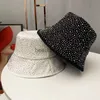 デザイナーワイドブリム帽子バケツ帽子ダイヤモンドピュアカットコットンフィッシャーマンハット女性スパークリングスター