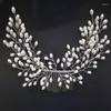 Hair Clips Bridal Wedding Accessories Bride Crystal Pearl Flower Headband Handmade Hairband Beads Decoration Comb Clip For Women