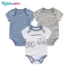 Rompers pasgeboren babyjongens kleren 3-delige set schattige cartoon korte mouw jumpsuit 100% katoenen baby geboorte essentiële set 0-12 maanden d240425