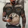 T-shirts masculins T-shirts pour hommes Fashion Monke 3D Tops à manches courtes Summer décontracté T-shirt masculin drôle Of-Neck Shirtl2404