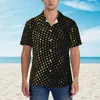 Men's Casual Shirts Gold Dot Beach Shirt Vintage Polka Dots Hawaii Men Elegant Blouses Short Sleeves Street Style Design Clothing