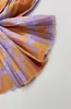 Saias 2024 Autumn Women Purple Orange Jacquard Pleated Chiffon Skiffon