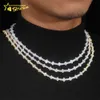 Worldwide Shipping Solid S925 Gold Plated 3mm Cross Hip Hop Jewelry Necklace VVS D Color Moissanite Diamond Tennis Chain