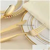 Gold Pieces Dinnerware 20 Sets Plastic Sierware Disposable Birthday Tableware Party Decor Supplies Drop Delivery Home Garden Kitchen D Otg76