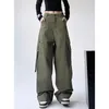 Kvinnor Pants Women Army Green Cargo Y2K 2000s Fashion 90s Oversize High midje baggy byxa Harajuku Wide Leg Autumn kläder 2024