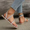 Sandalen 2024 Designer Luxusschnallen Mode Schuhe Frauen lässige Oberbekleidung komfortable und leichte Flachboden Zapatos Para Mujeres