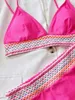 Set di bikini da bagno femminile set sexy rosa rosa ad alta vita 2024 da bagno a righe da bagno a strisce a strisce abiti da bagno mujer brasiliano