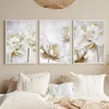 Abstract Gold Gold White Blooming Floral Wall Art Postros