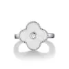 Unique ring for men and women Silver White Clover Ring Women with High Classic Lucky Petals that Dont Fade Open with common vnain