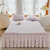 Jupe de lit Petit style pastoral floral lit de lits blancs en dente