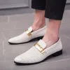 Italien Men Hollow Out Houghtable Casual Le cuir chaussures Fashion Slip-On Flat Designer Party Party Making