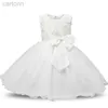 Robes de fille nouveau-né bébé fille baptême robe tulle infantile fleur robe fille en tout-petit fille première robe de fête d'anniversaire 12m 24m robes de bébé d240425