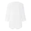 Magliette da donna tops da donna 2024 in pizzo a colore solido verticale vccarico irregolare 3/4 maniche top oversize abiti sciolti