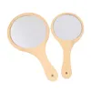 Miroirs miroir en bois naturel miroir à main en bois portable de maquillage compact miroir à main avec handle miroir cosmétique étudiant