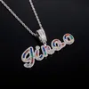 Hip Hop Custom A-Z Signature Colorful T Zircon Letters Namn Pendant Necklace