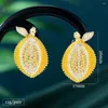 Boucles d'oreilles en peluche Godki citron multicolore tendance pour femmes mariage miami cubain lien cubic zirconia cz set hip hop chaînes