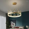 Lustres de la couronne pour enfants lustre de style européen cristaux suspendus légers lampe de chambre à coucher minimaliste