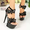 Rome Style 15CM Thin High Heels Summer Night Club Pole Dance Shoes Waterproof Platforms Butterfly Sandals for Women Plus Size 43