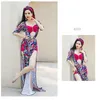 Stage Wear Belly Dance Costume Set For Women Dancing Print Performance Dresses Clothes Practice Robe Oriental Outfit