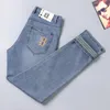 Men's jeans designer autumn fashion brand B Korean slim fit pants thick embroidery blue-gray pants