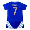 2024 Di Maria Kid Kit Kit Soccer Maglie nazionale Martinez Romero de Paul Mac Allister J.Alvarez Away Away GK Football Shirts Short Short