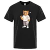 T-shirts masculins T-shirt Gentleman Teddy Bear Men Femmes O-Cold Imprimé Strtwear Harajuku graphique Loose Cool Vintage Daily Casual Unisexe TS T240425